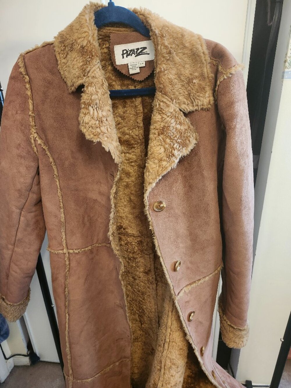 FAUX SUEDE COAT BROWN SIZE S